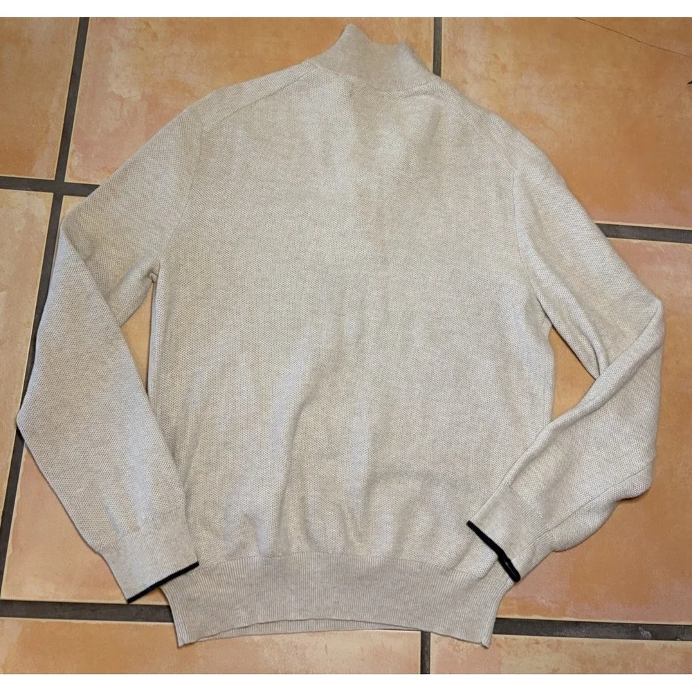 POLO Ralph Lauren QUARTER Zip SWEATER Cotton Knit PULLOVER Cream MEN'S Large